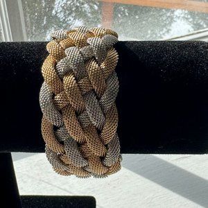 Brushed silver & gold braided bracelet